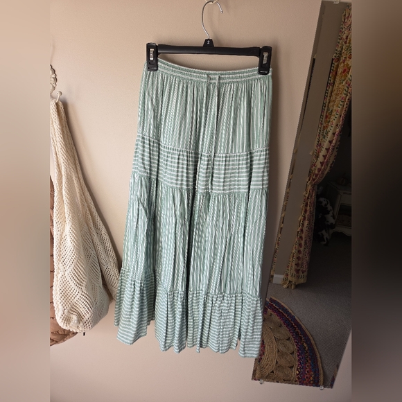 American Eagle NWT Striped Green High Waisted Maxi Skirt - Picture 12 of 14